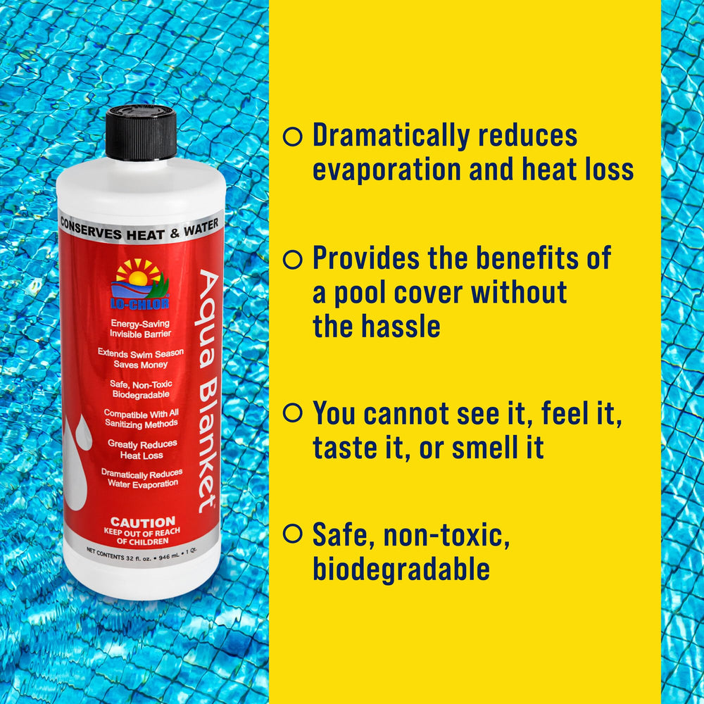 Lo-Chlor Aqua Blanket evaporation reduction highlights water savings in real pool use