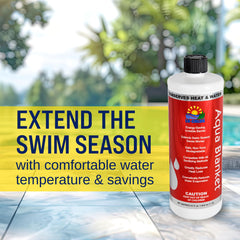 Lo-Chlor Aqua Blanket liquid cover on water forms invisible barrier to reduce heat loss