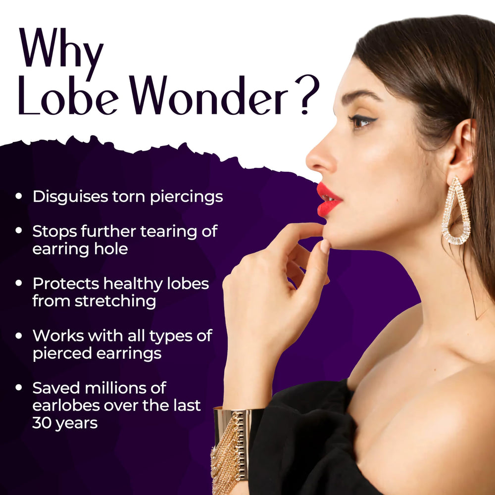 Lobe Wonder discreet ear patch worn for everyday, low-profile support