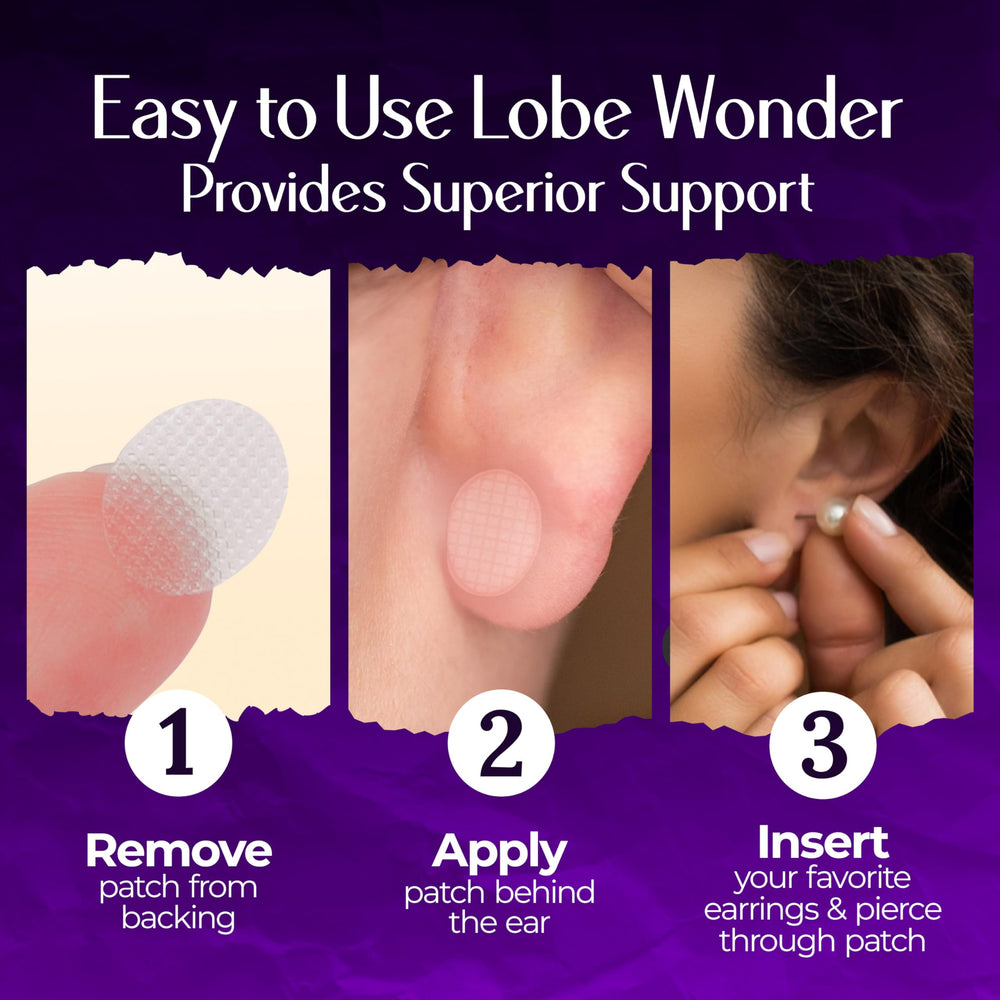 Lobe Wonder secure earring support patch stabilizing heavy earrings
