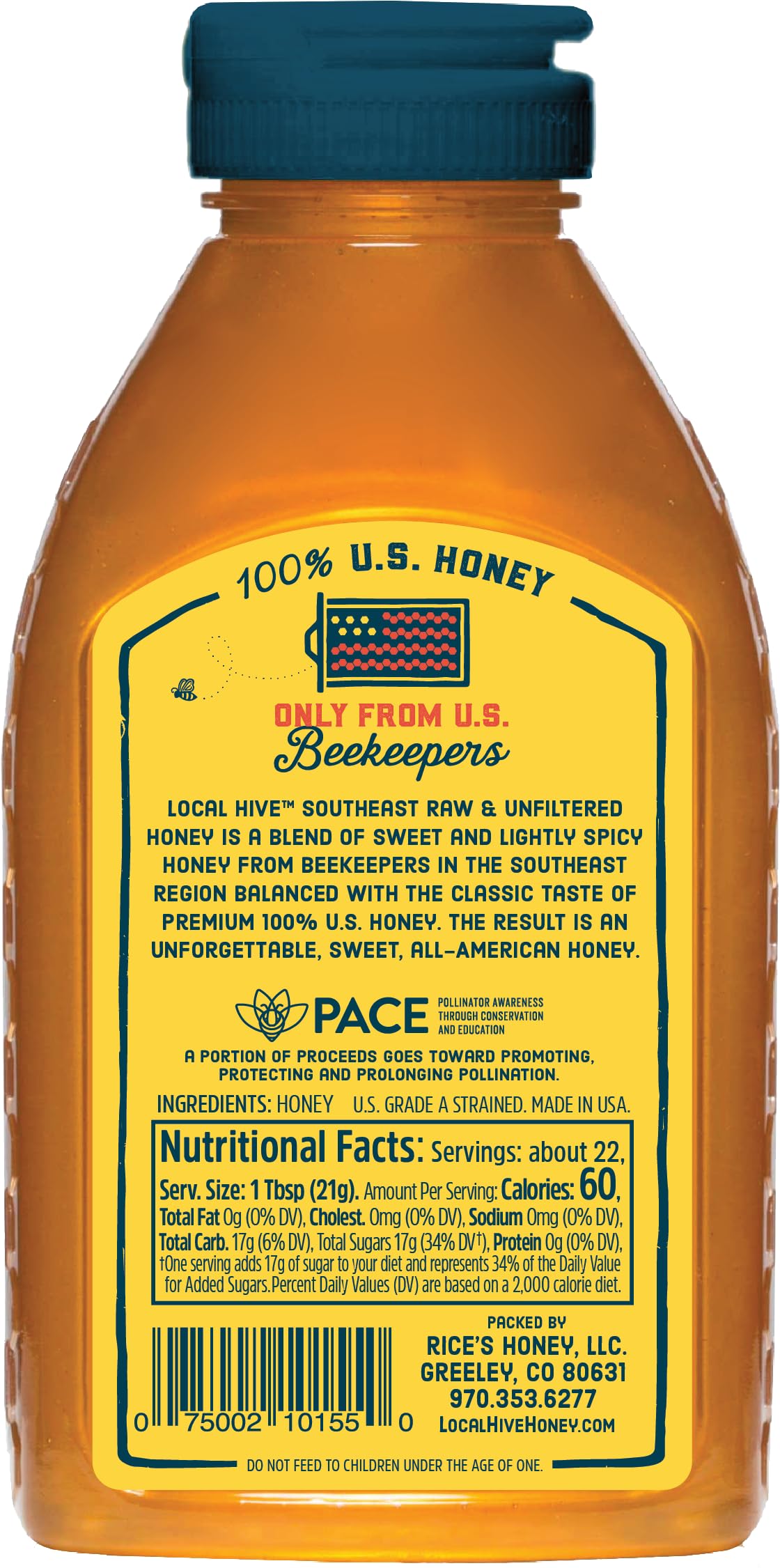 Local Hive Southeast Honey amber closeup highlighting natural color and enzyme-rich texture.