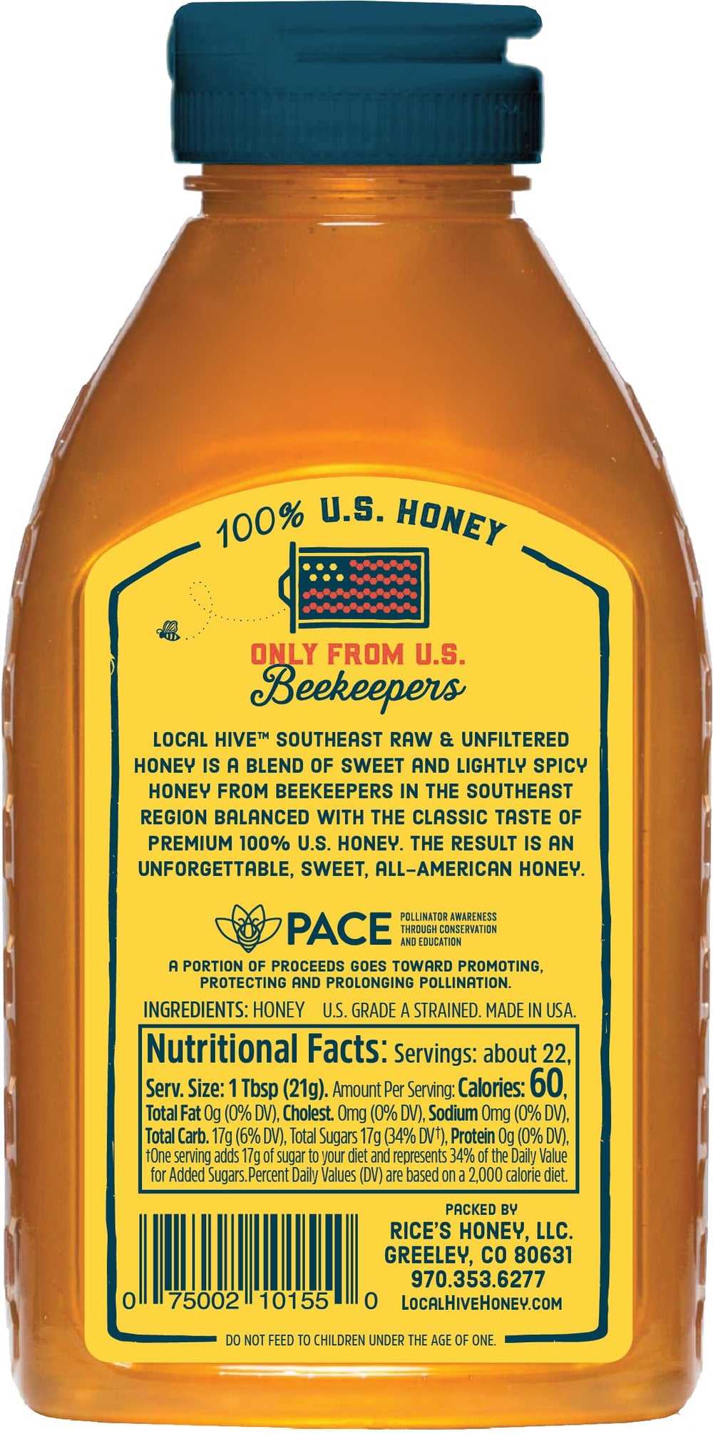 Local Hive Southeast Honey amber closeup highlighting natural color and enzyme-rich texture.
