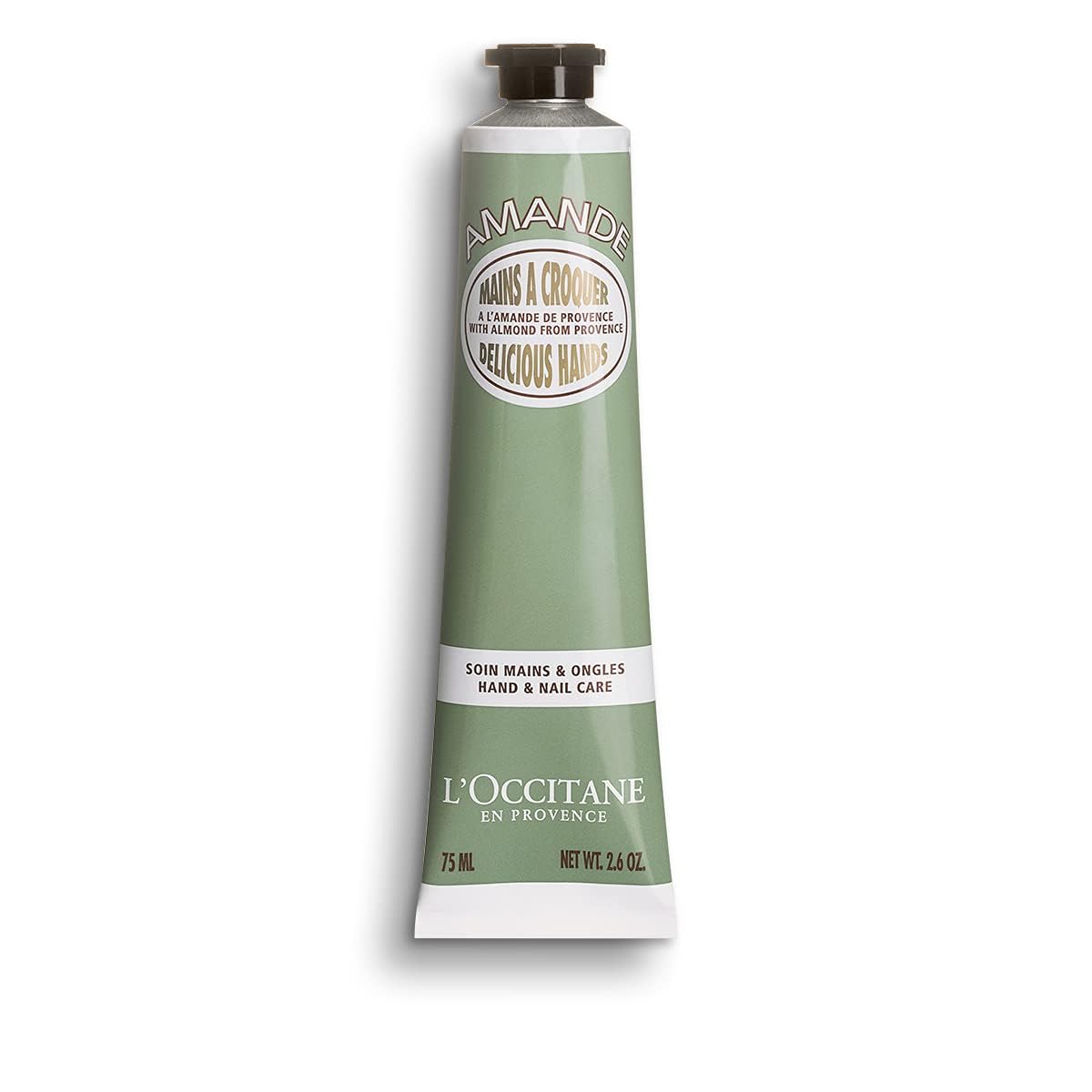 L'Occitane Almond Delicious Hands cream close-up, rich texture for dry skin nourishment