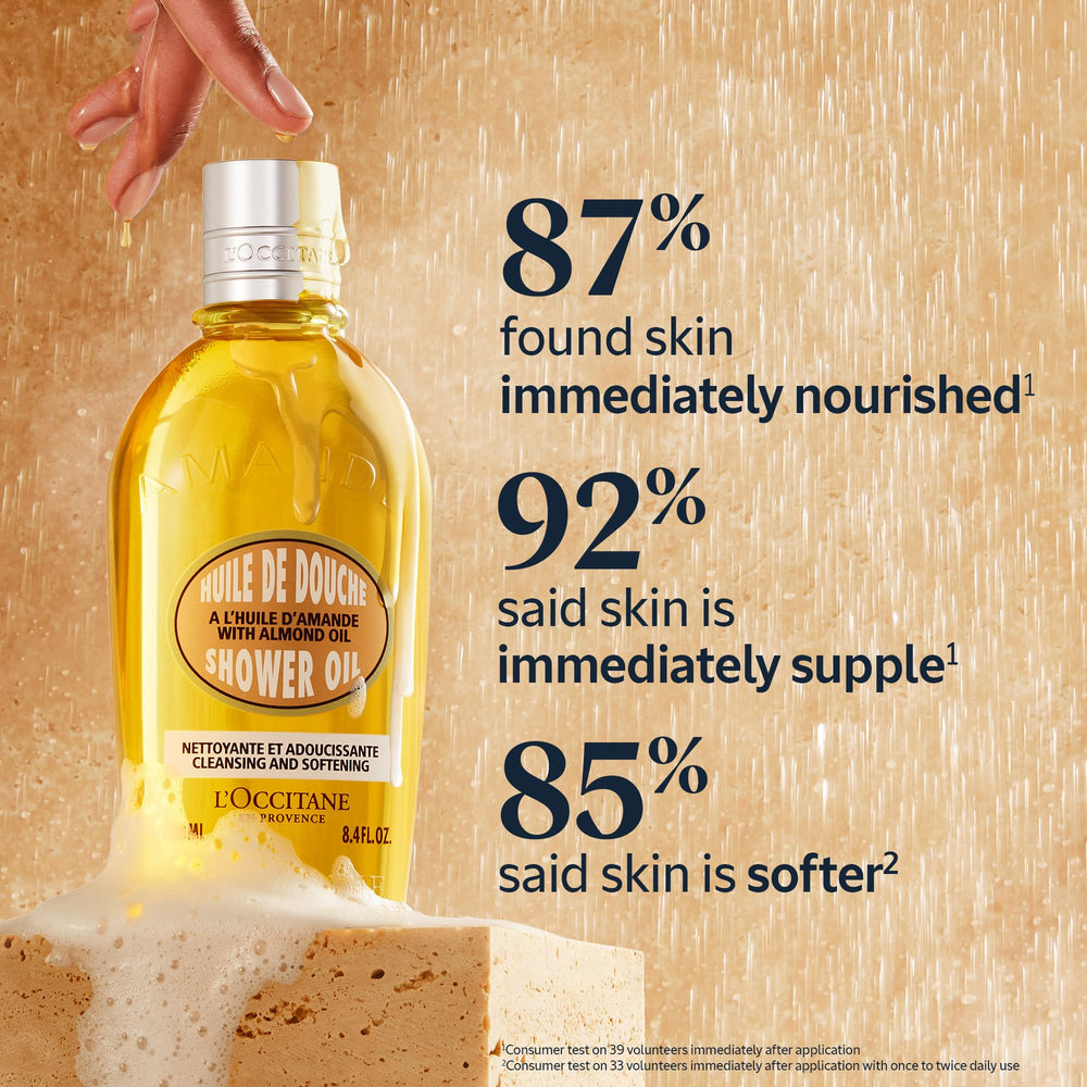 L'OCCITANE Almond Favorites supple skin oil bottle, lightweight nourishment.