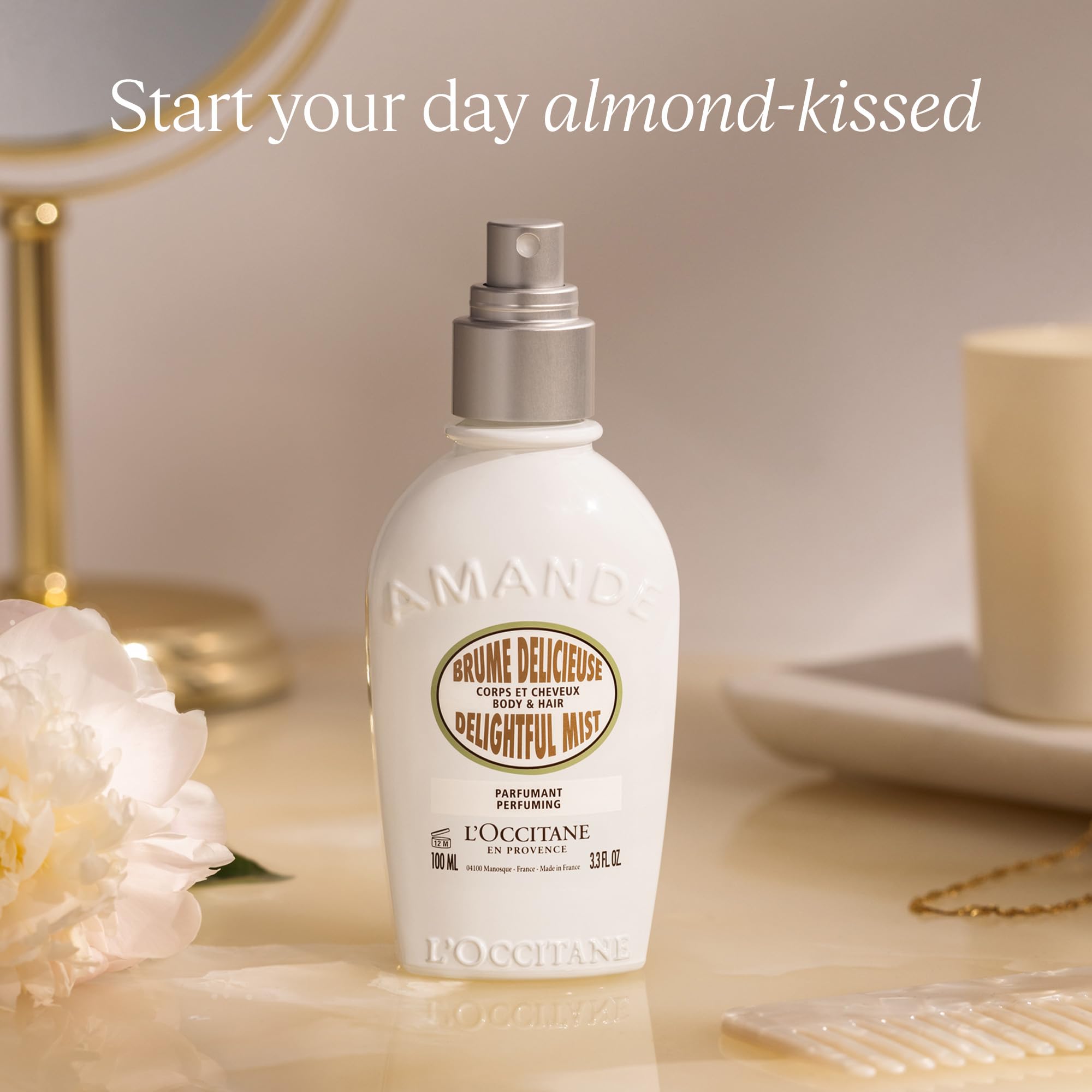 L'OCCITANE almond and vanilla notes with pods and beans.