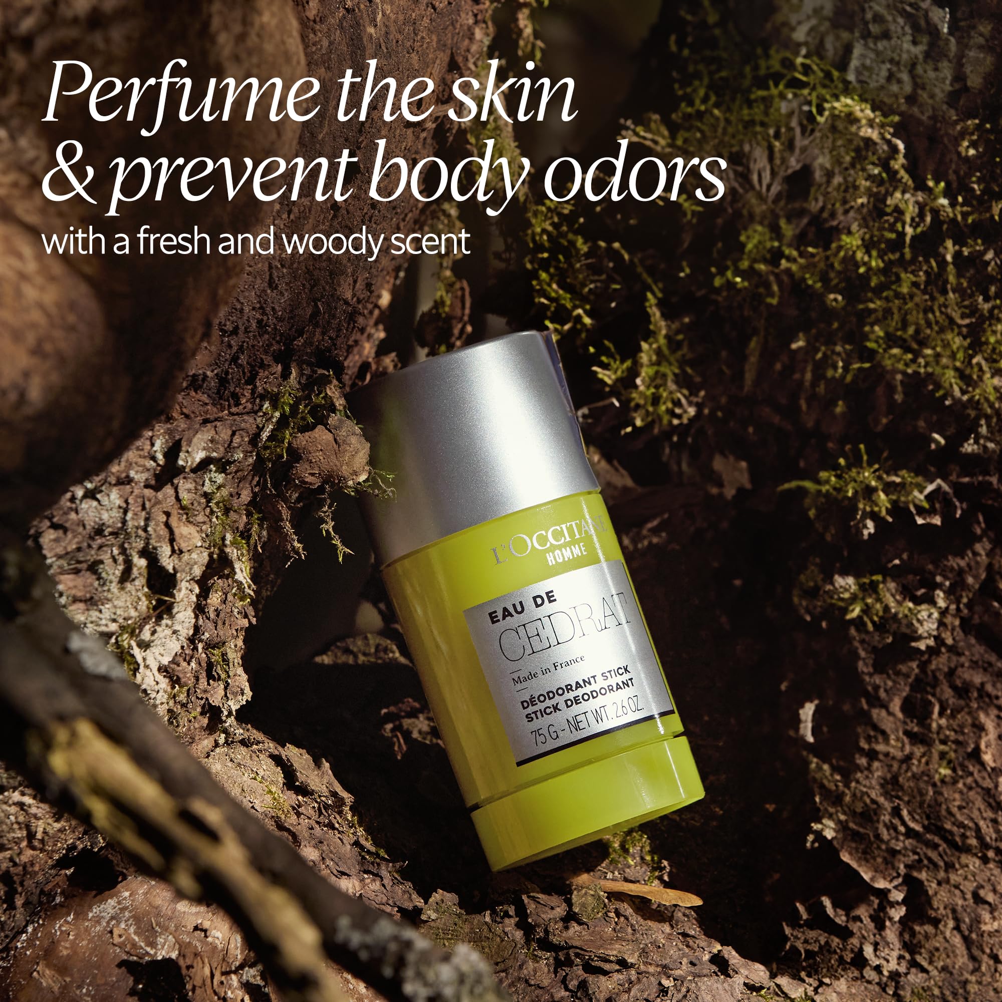 Loccitane Eau de Cedrat stick deodorant being applied for quick freshness