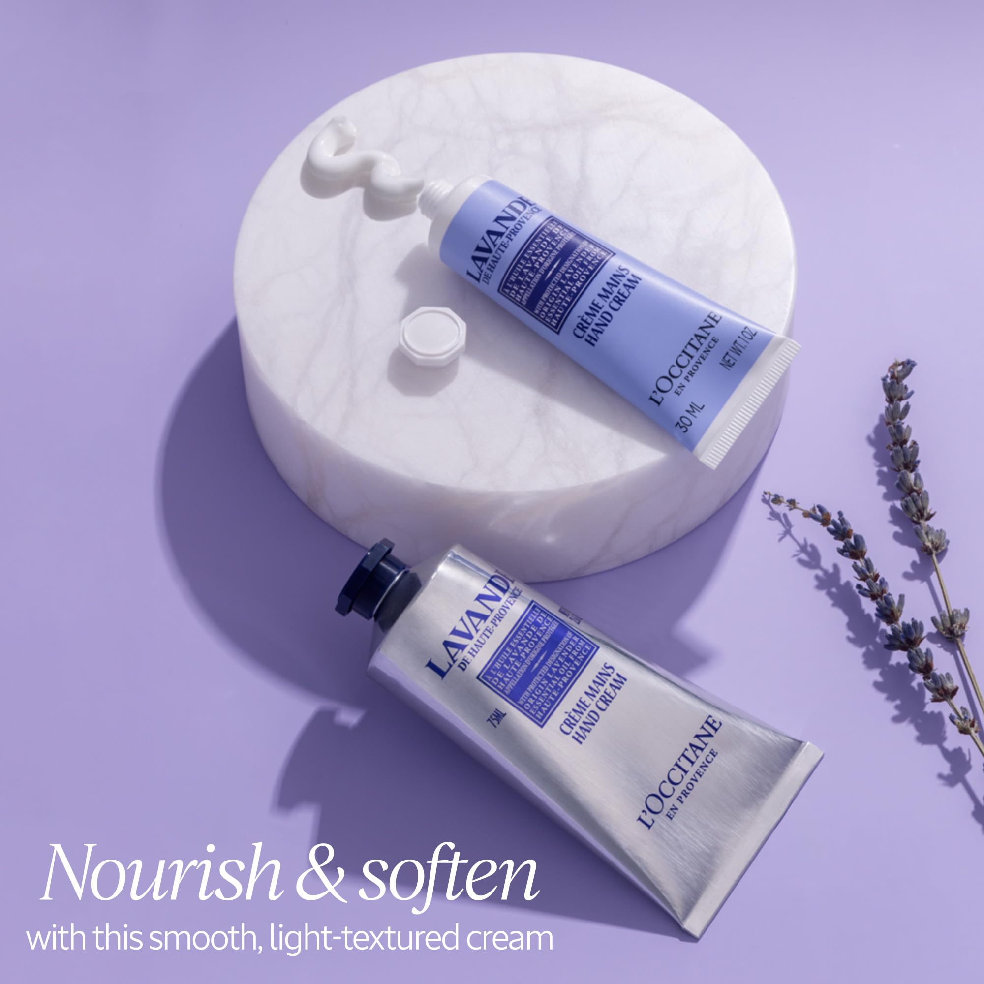 L'OCCITANE lavender fields and Haute-Provence oil highlight calming fragrance