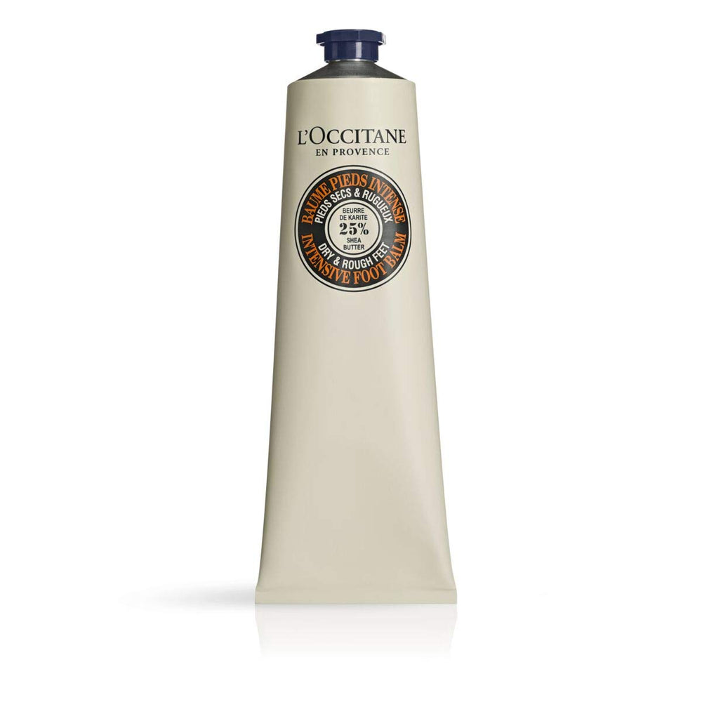 L'Occitane Shea Butter Intensive Foot Balm jar close-up highlighting rich texture and nourishment.