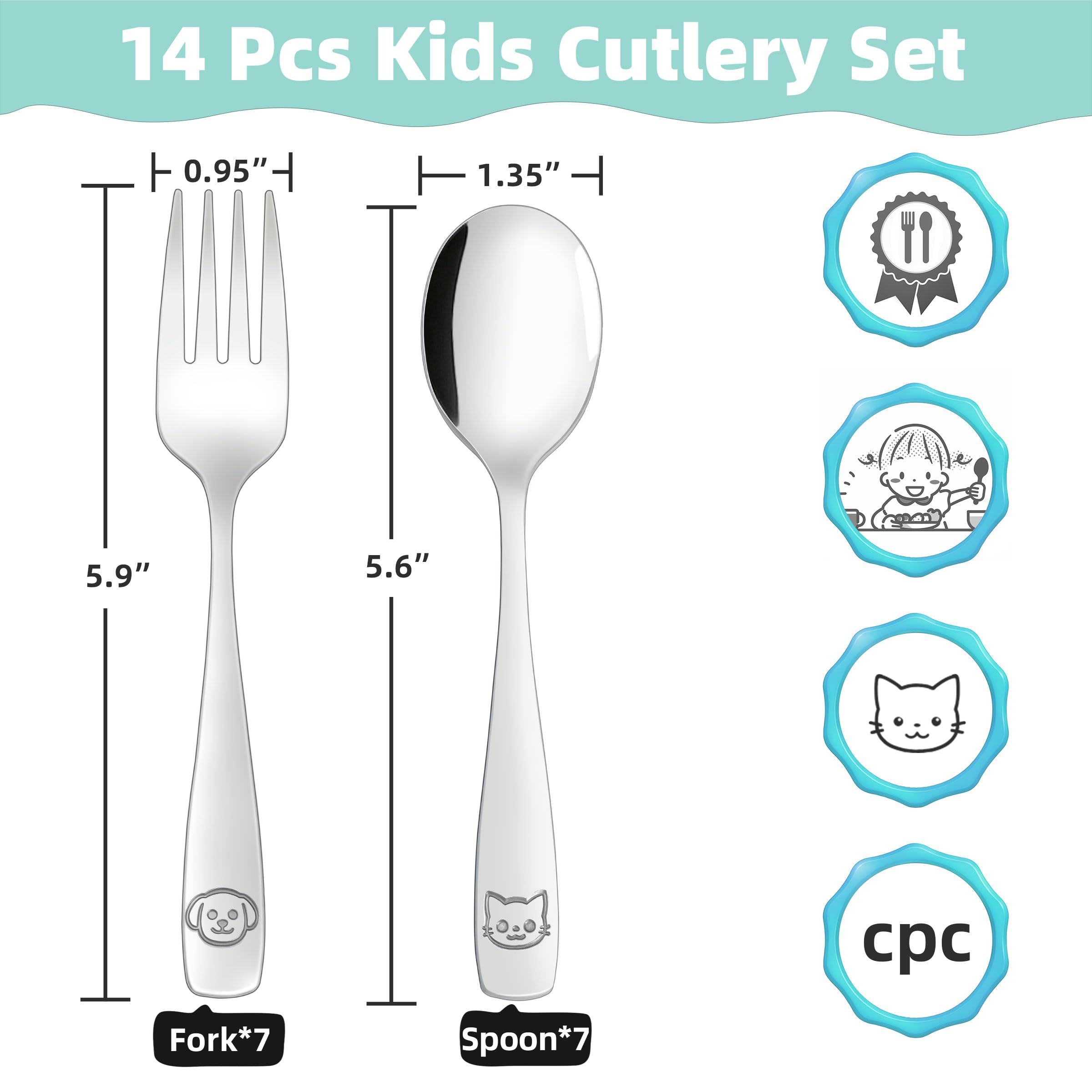 LOCONHA toddler utensils forks with short tines for safe bites.