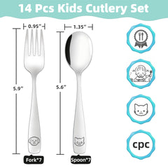 LOCONHA toddler utensils forks with short tines for safe bites.