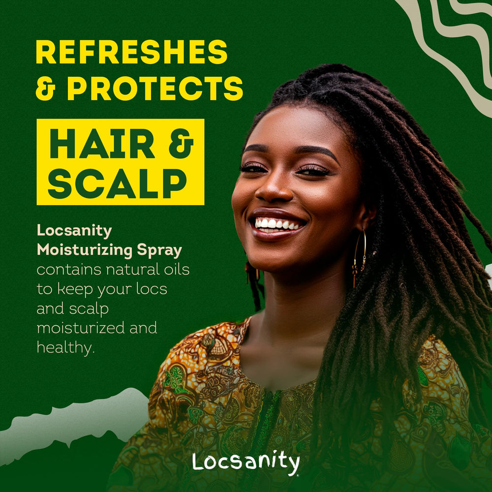 Locsanity Loc Spray frizz control demonstrates smooth, shiny locs