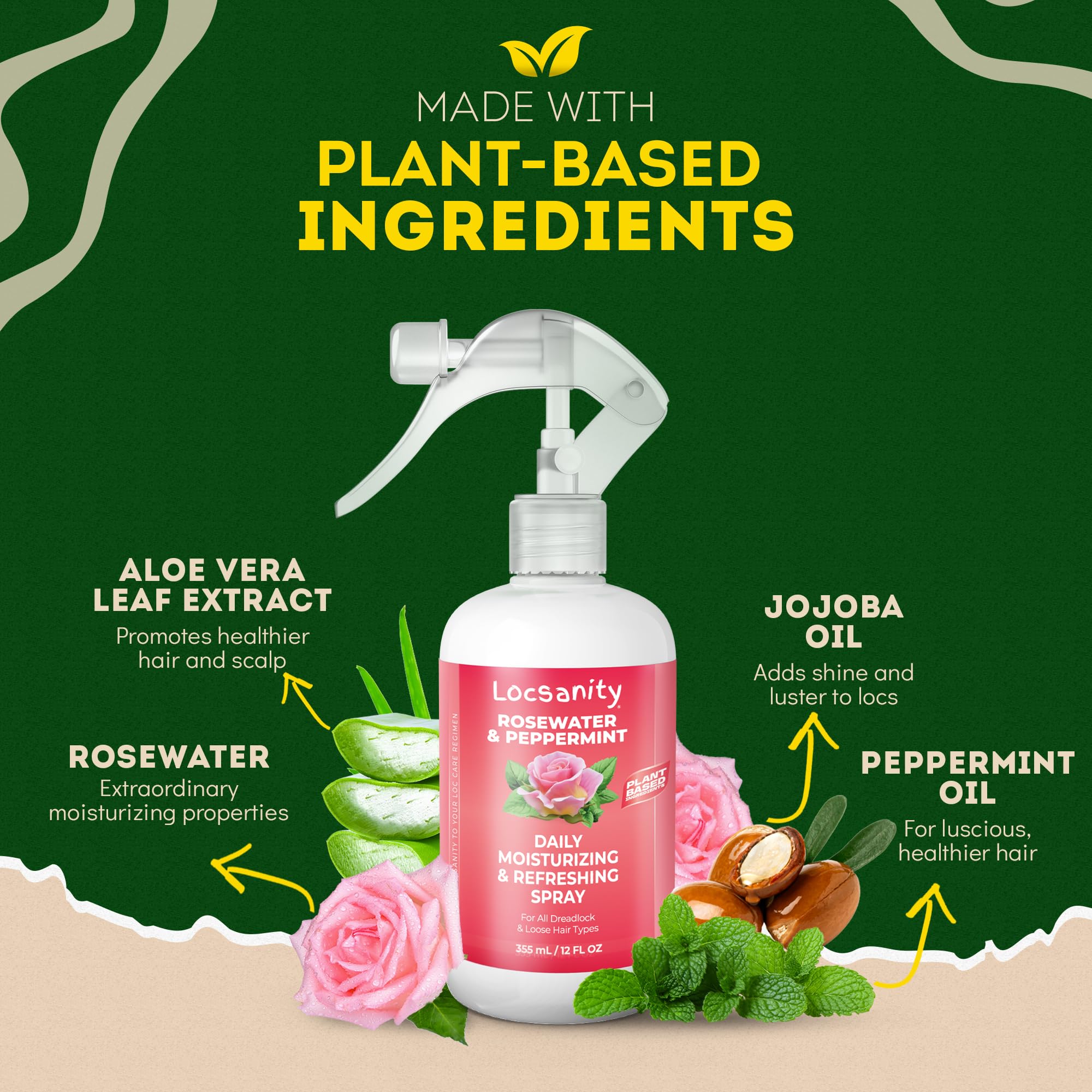 Locsanity Rosewater Peppermint Spray provides refreshing scent and scalp nourishment.