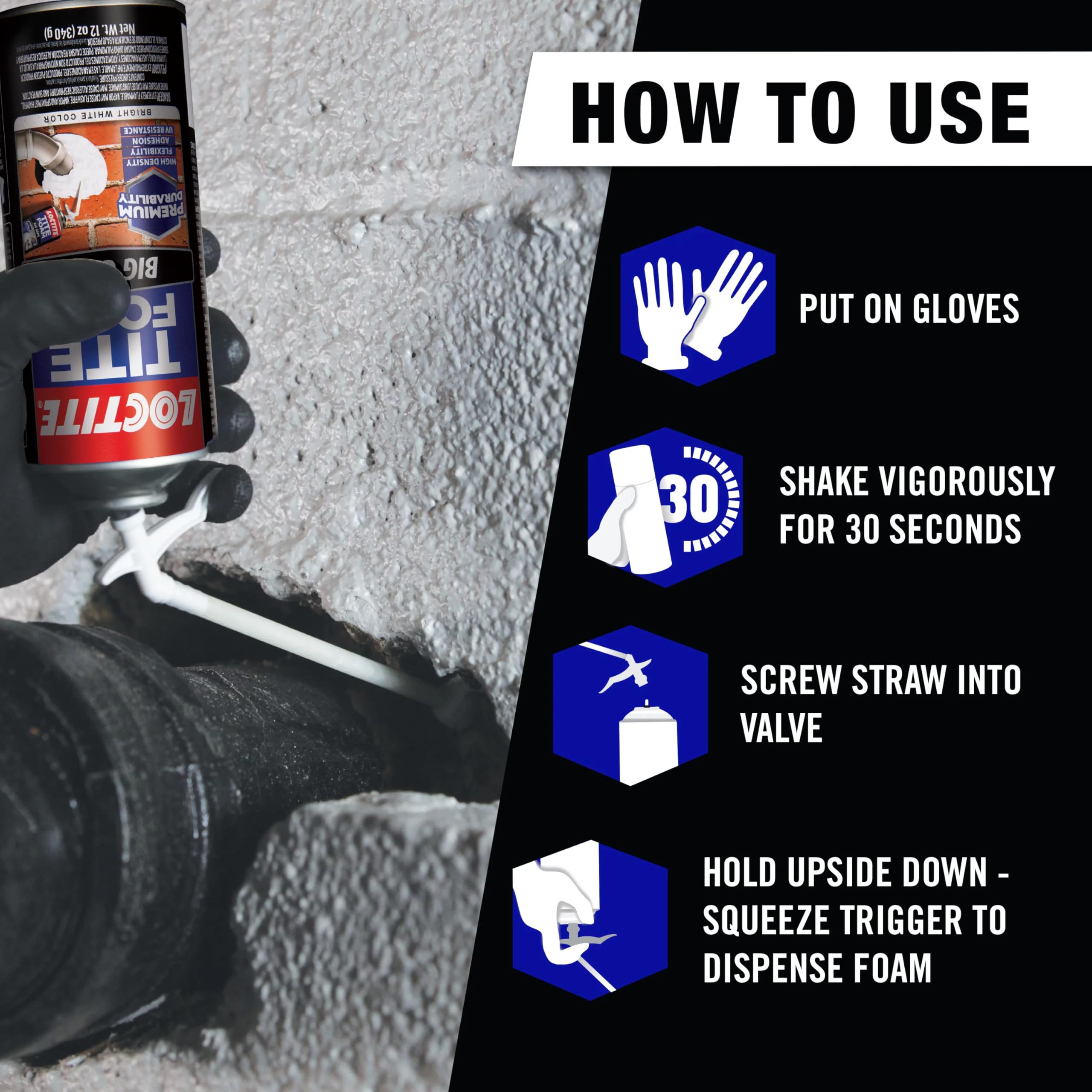 Loctite Tite Foam Big Gaps adhesion-wood-concrete shows versatile sealing for structures.