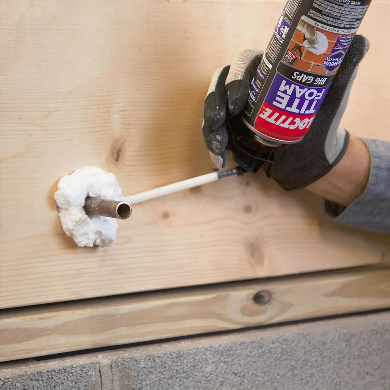 Loctite Tite Foam Big Gaps is sandable and paintable for finishing touches.