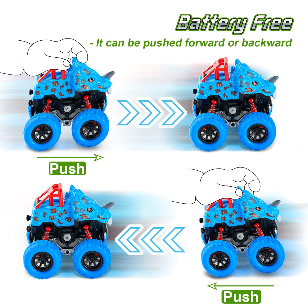 lodby dinosaur trucks push-and-go features easy forward motion