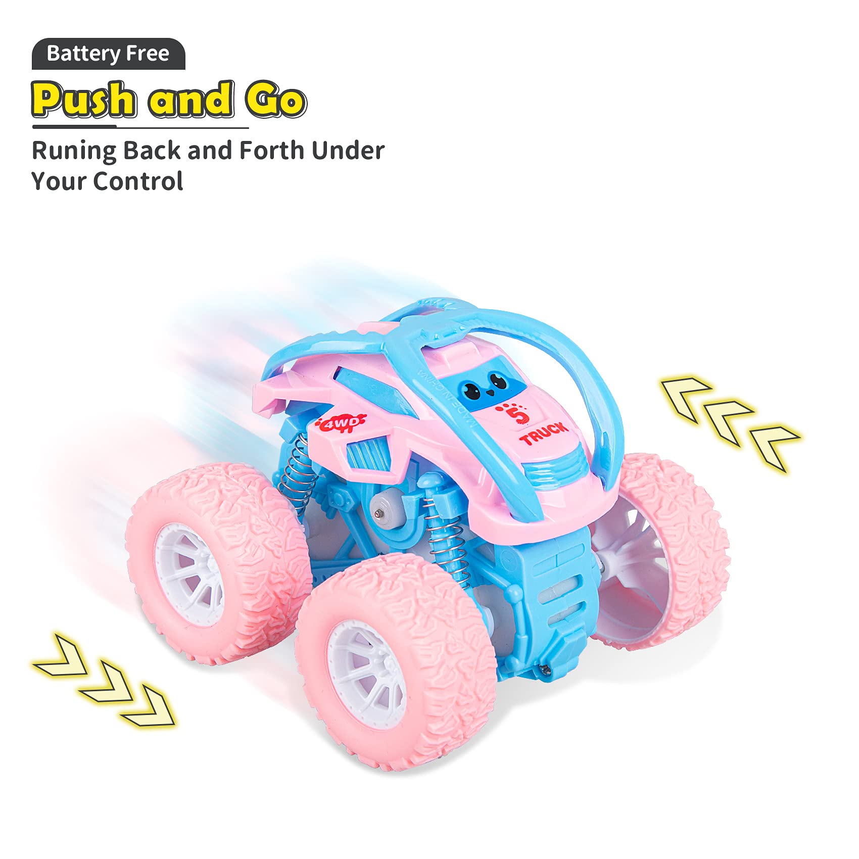LODBY green pull-back stunt car, durable for outdoor adventures.