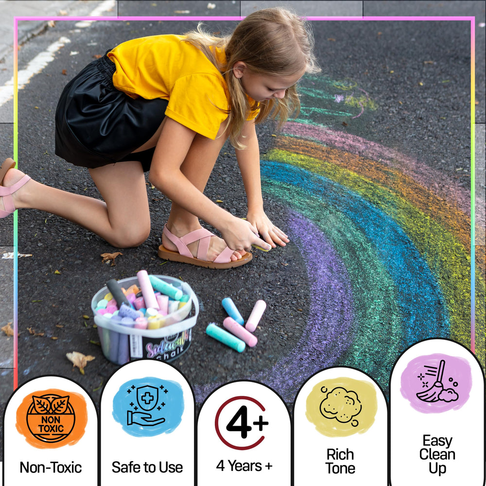 Loddie Doddie bucket keeps chalk organized for easy transport during playdates.