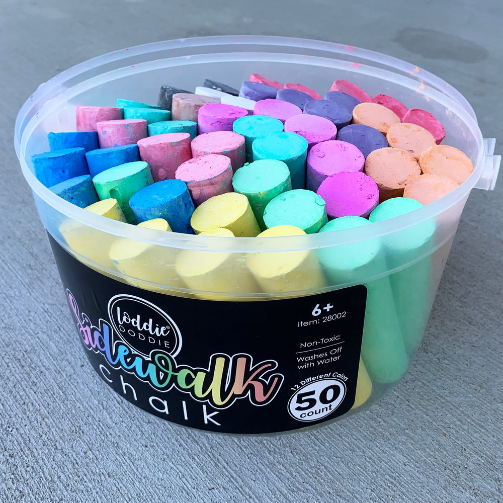 Loddie Doddie chalk sticks with ergonomic grip ideal for toddlers’ outdoor drawing.