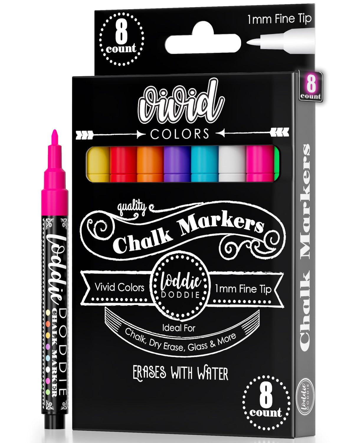 Loddie Doddie fine tip markers offer precise chalkboard details.