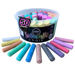 Loddie Doddie Jumbo Sidewalk Chalk 50-piece bucket for vibrant outdoor art sessions.