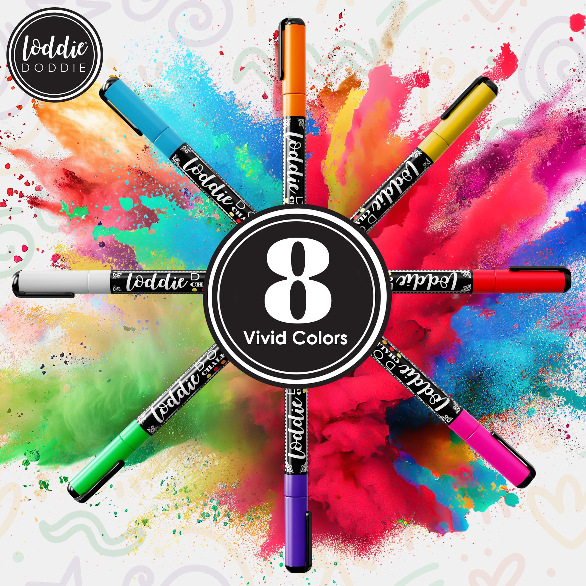 Loddie Doddie neon markers for festive window art.