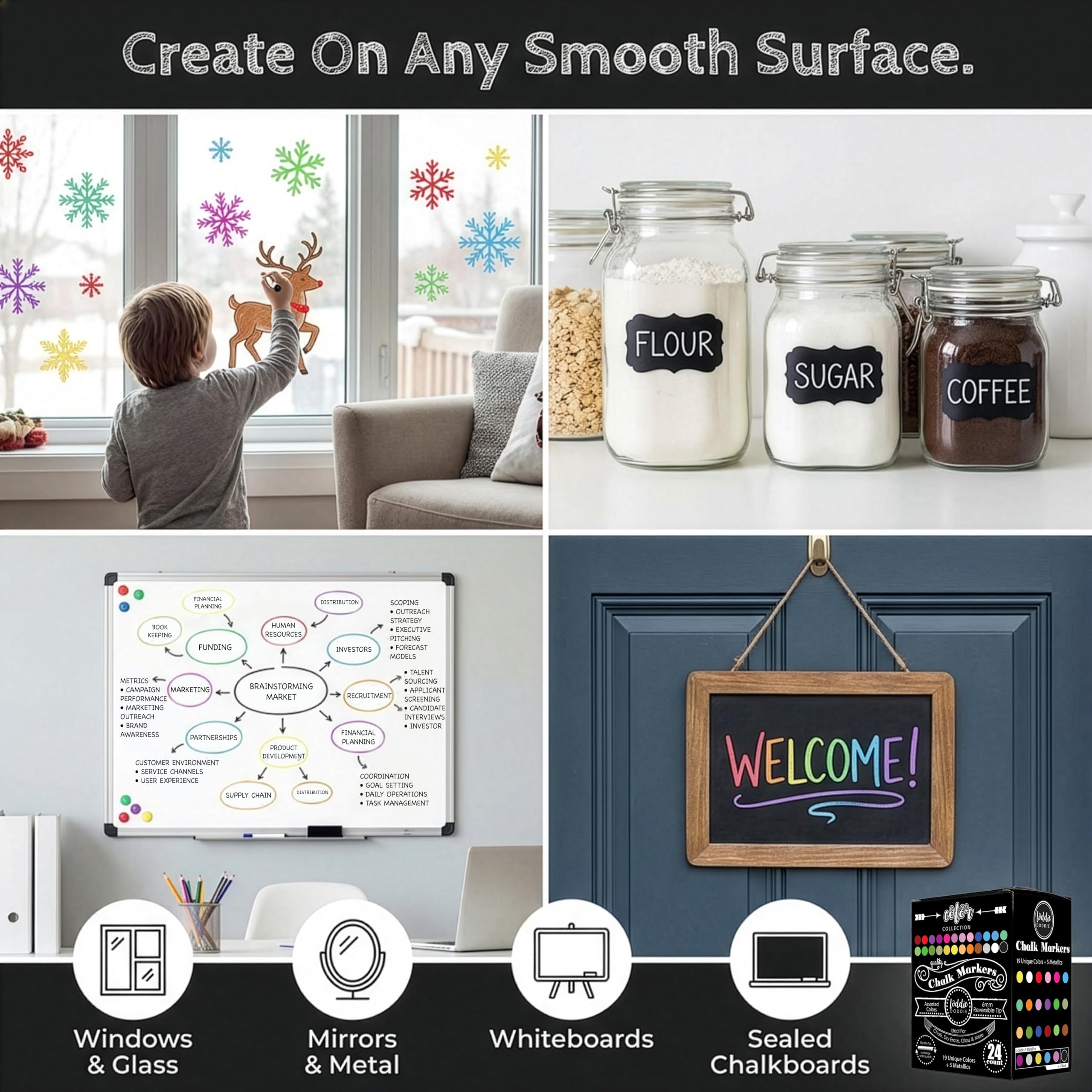 Loddie Doddie non-toxic markers ensure safe creativity on chalkboards and glass.