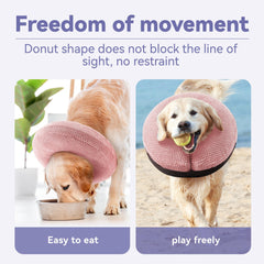 Loflaze dog cone inner air bag highlights durable, leak-resistant protection.