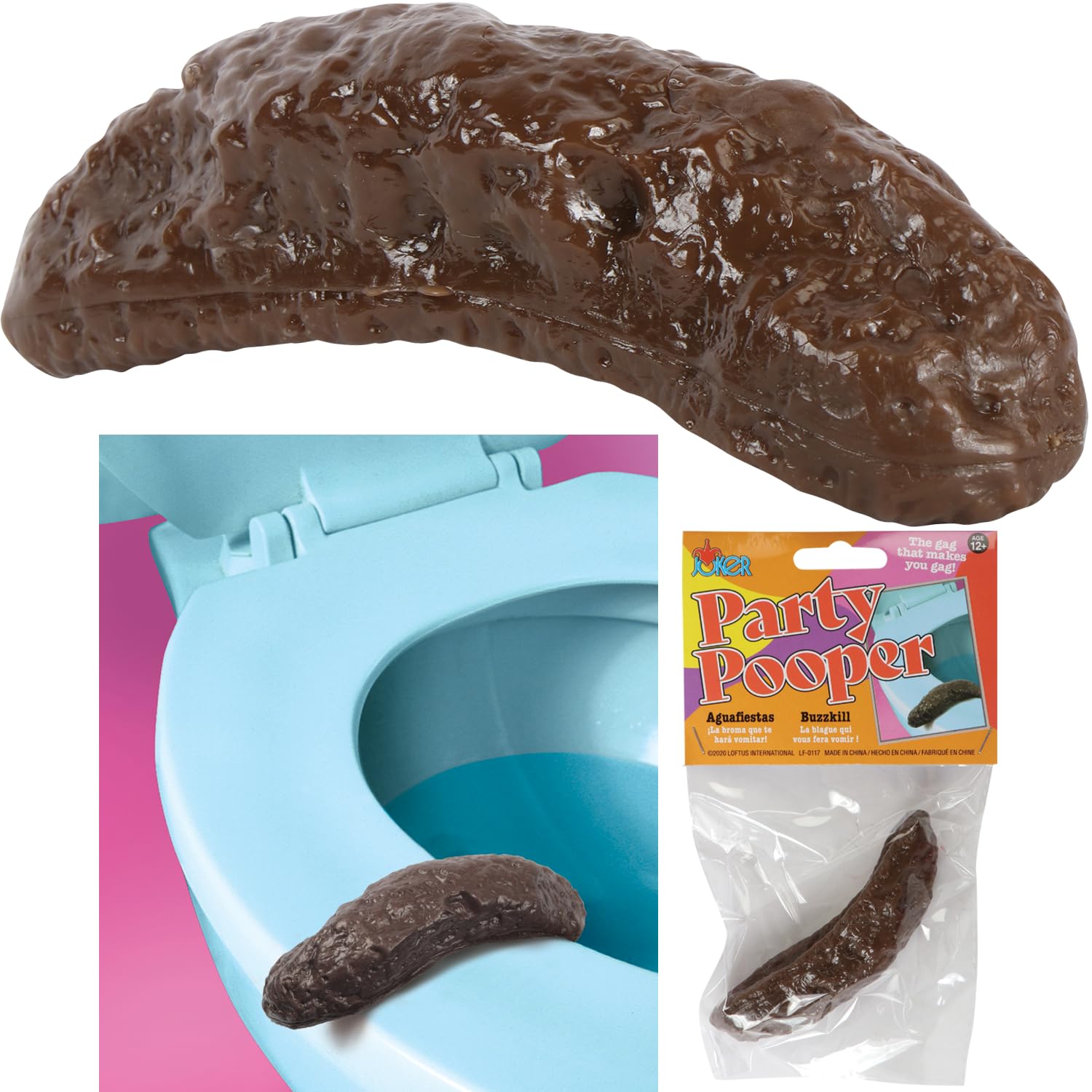 Loftus Gross Party Pooper fake poo detail close-up, durable material for long-lasting pranks.