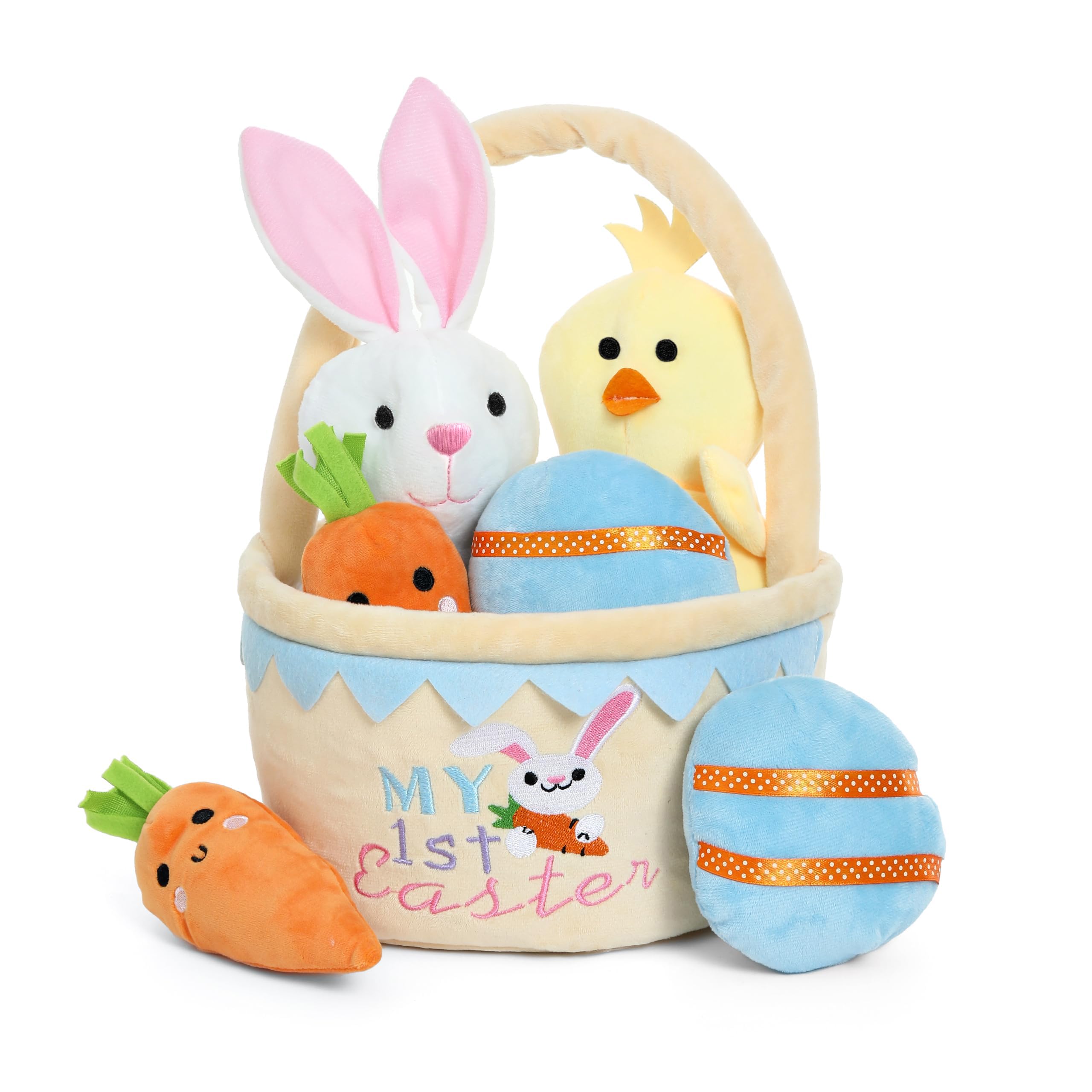 Lofytain Easter basket plush bunny for gentle, cuddly playtime.