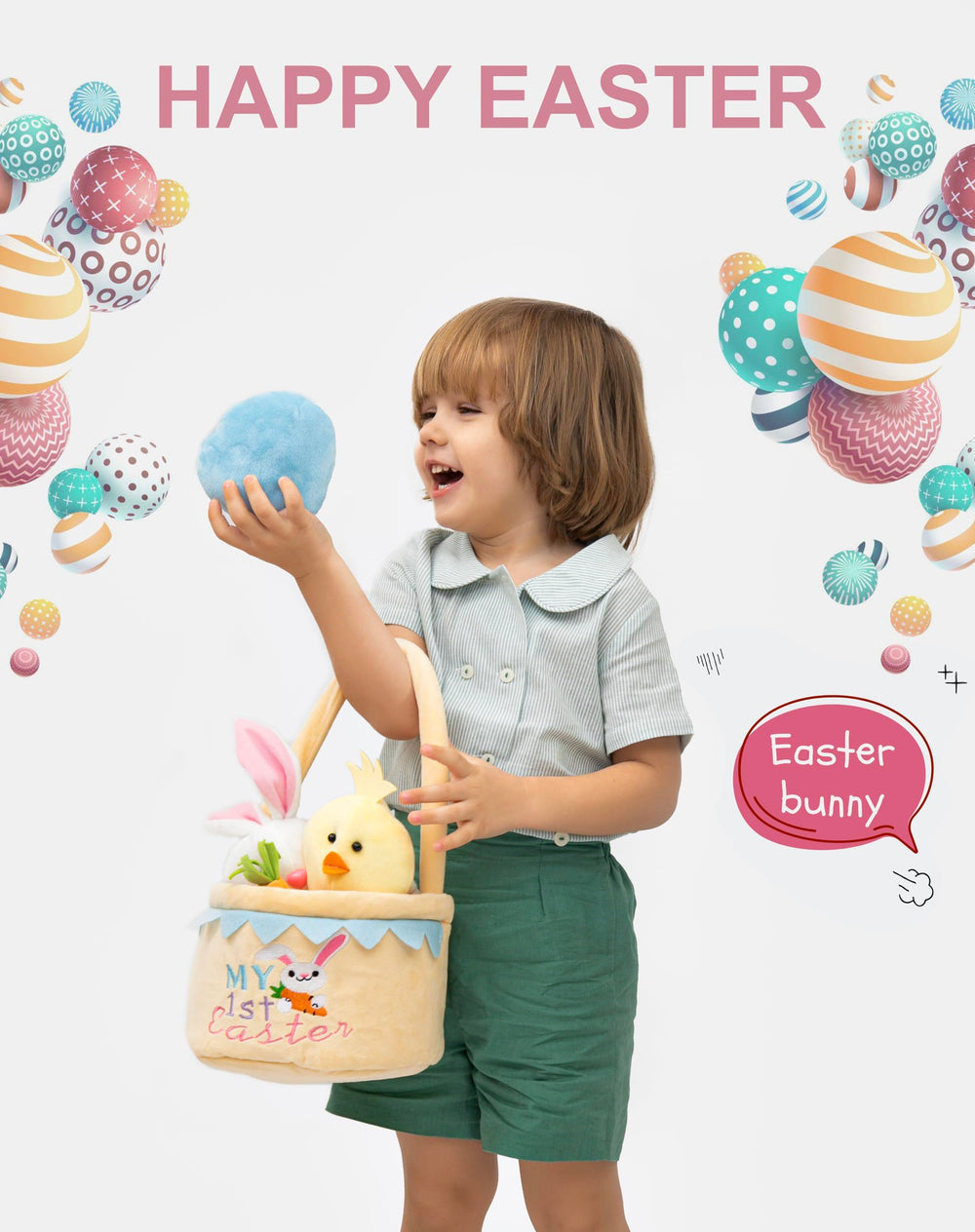 Lofytain yellow theme bunny basket bright spring display.
