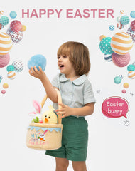 Lofytain yellow theme bunny basket bright spring display.