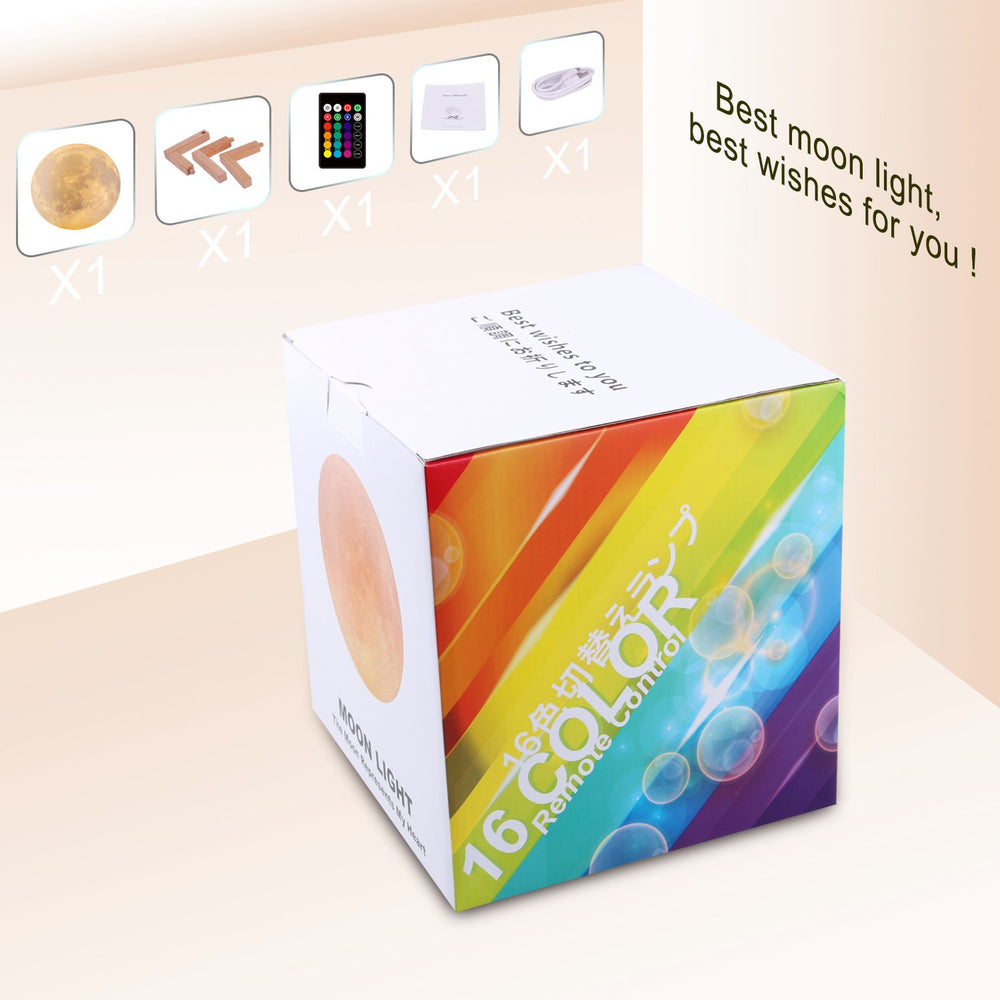 LOGROTATE Moon Lamp packaging shown as a thoughtful gift-ready box.