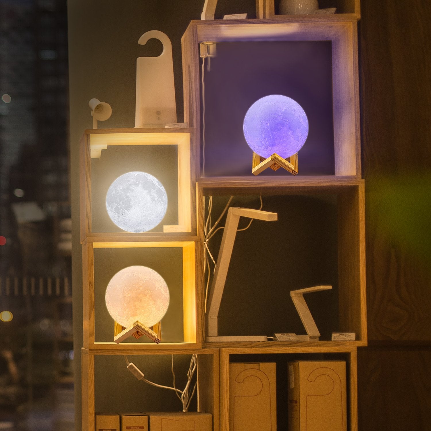 LOGROTATE Moon Lamp remote-control panel for color changes and settings.
