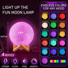 LOGROTATE Moon Lamp stand included for stable table display.