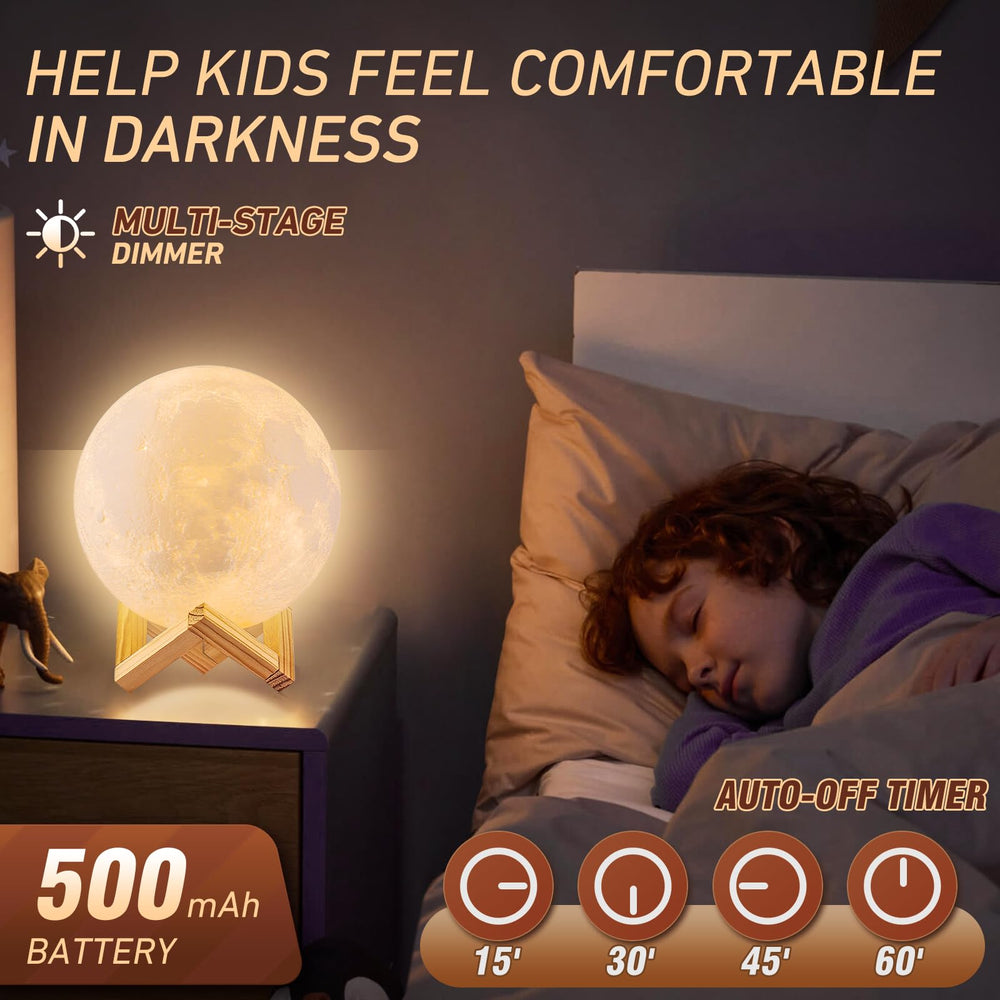 LOGROTATE Moon Lamp USB rechargeable design for cordless use.