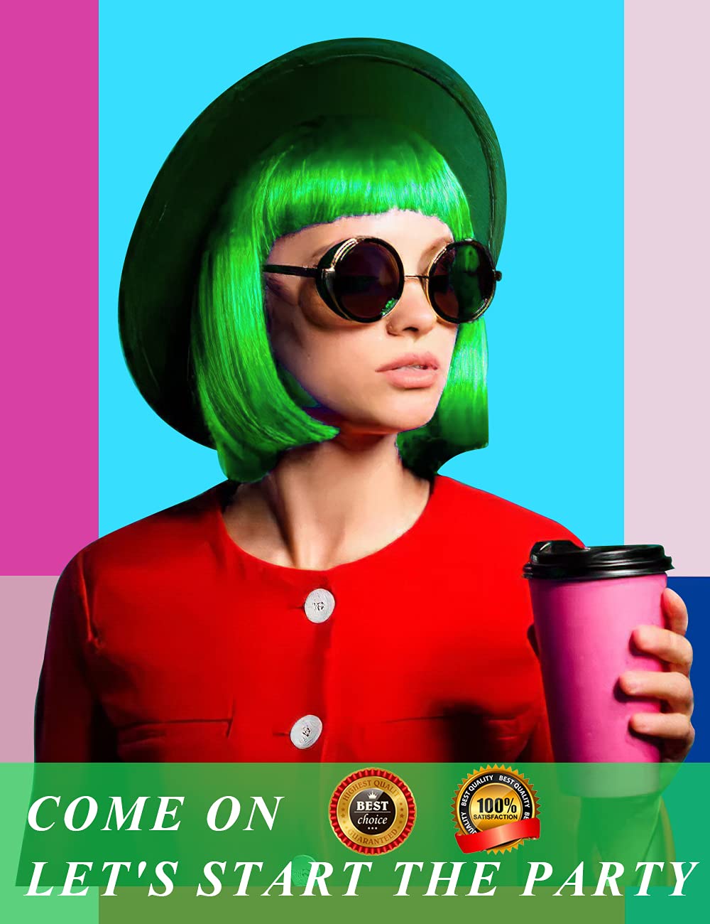 LOHO MAGICA orange wig with sunglasses for neon party combos