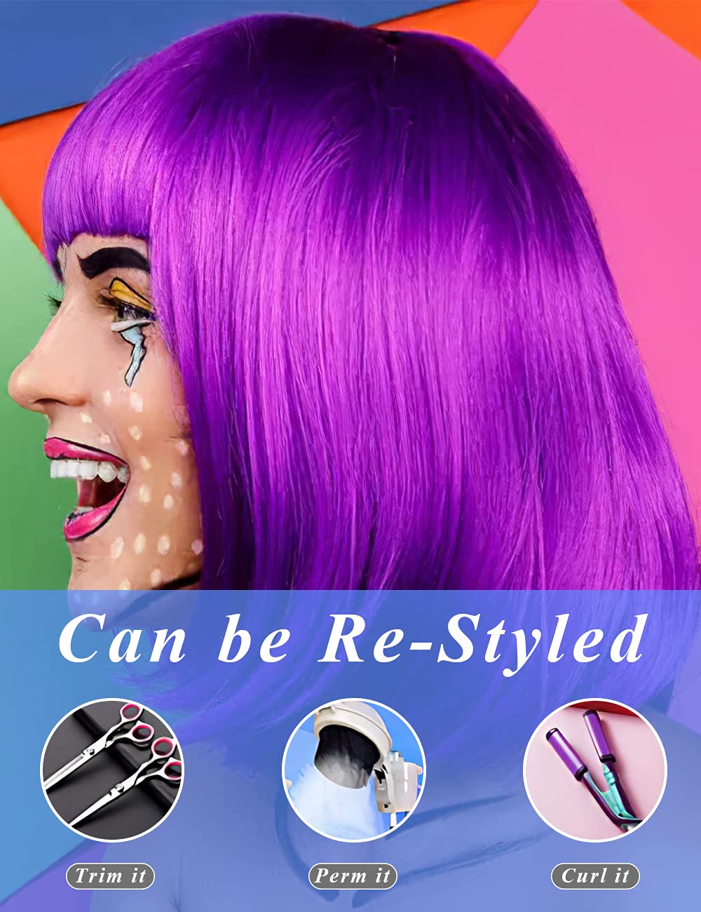 LOHO MAGICA purple wig adds dramatic color for events
