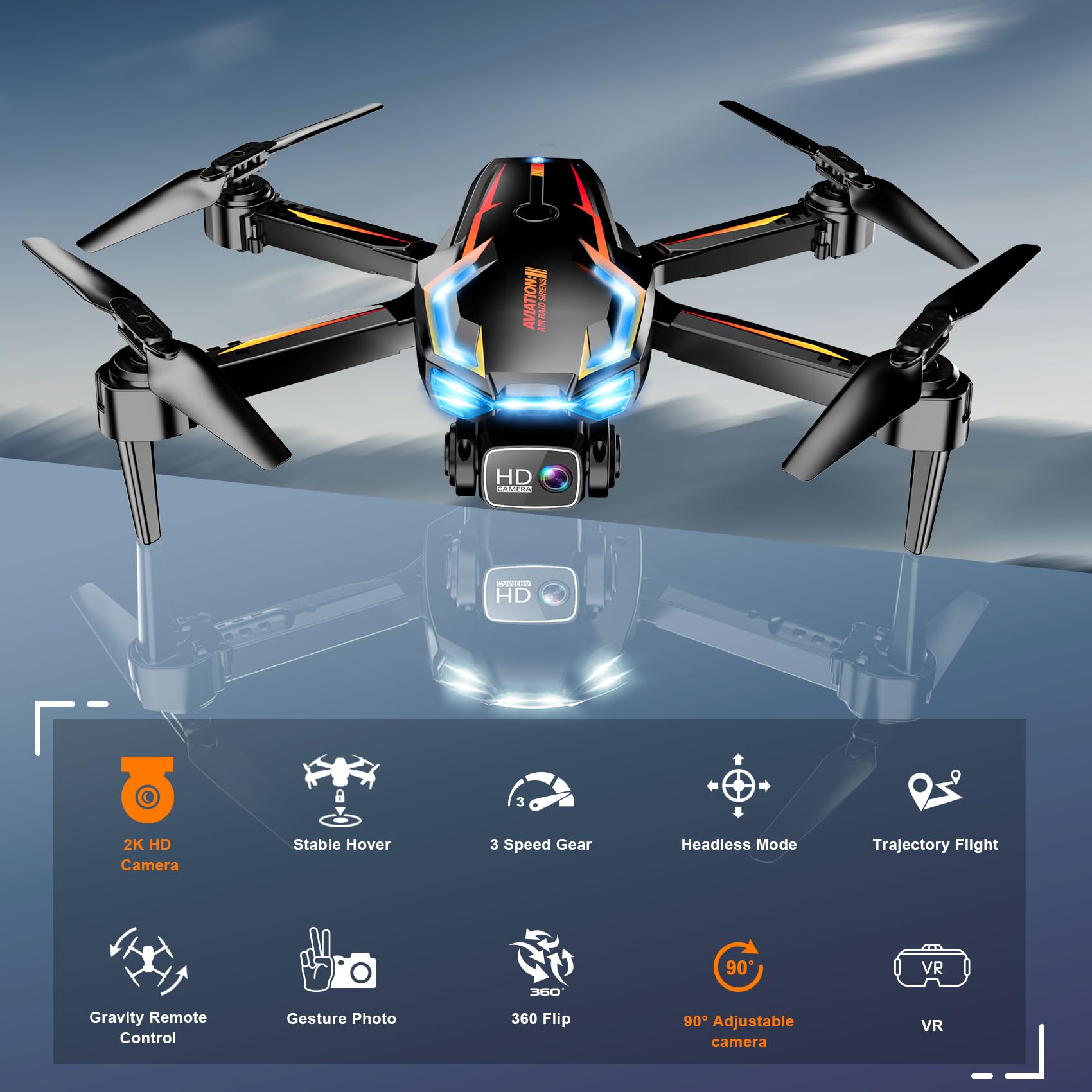 Loiley drone with 90-degree adjustable camera angle for dynamic perspectives