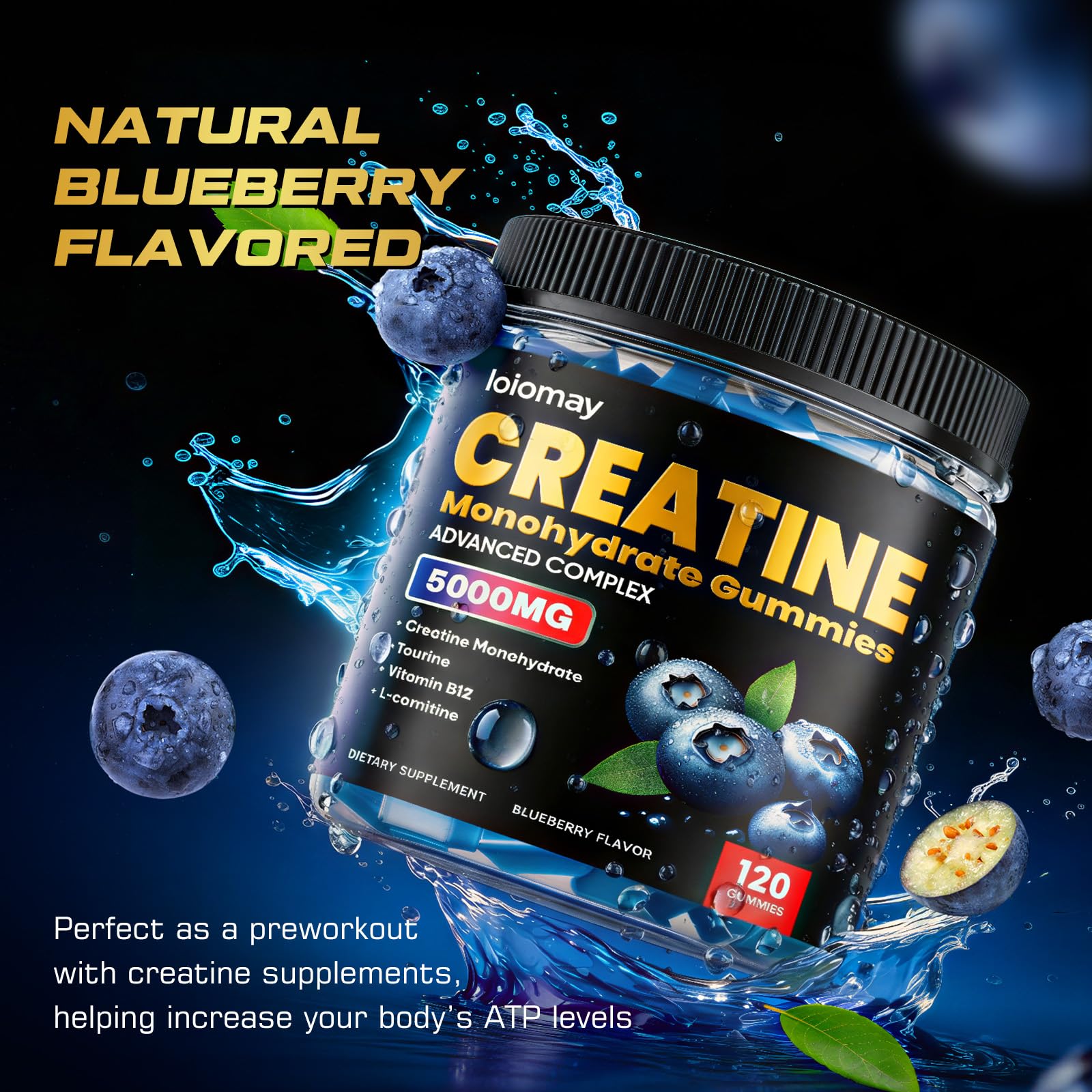 Loiomay Creatine Monohydrate Gummies four chews show easy daily serving