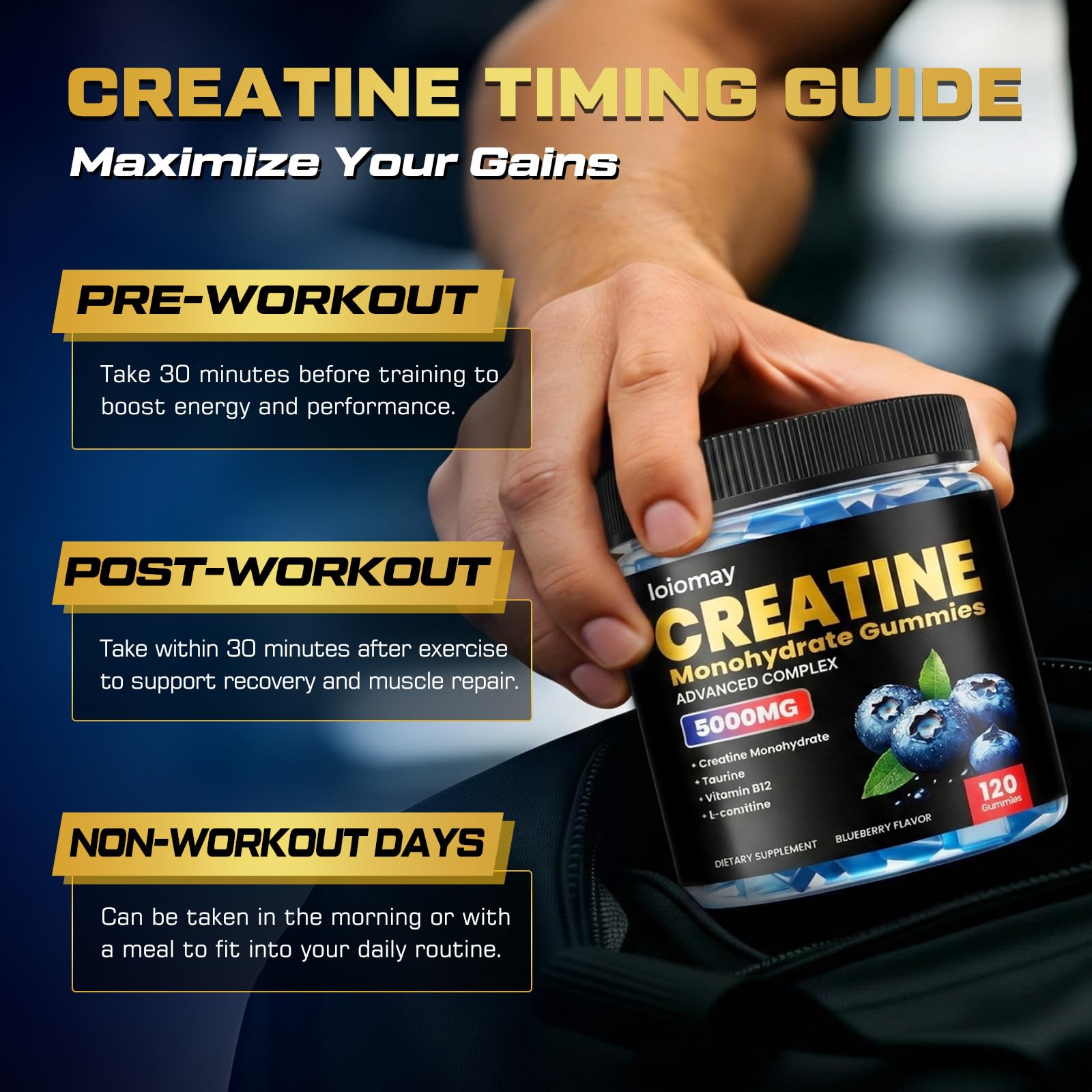 Loiomay gummies precise dose conveys 5g Creatine per serving