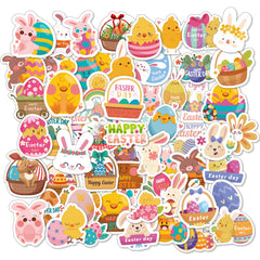 LOKFAR Easter stickers bunnies and eggs designs for colorful school crafts and gift packaging.