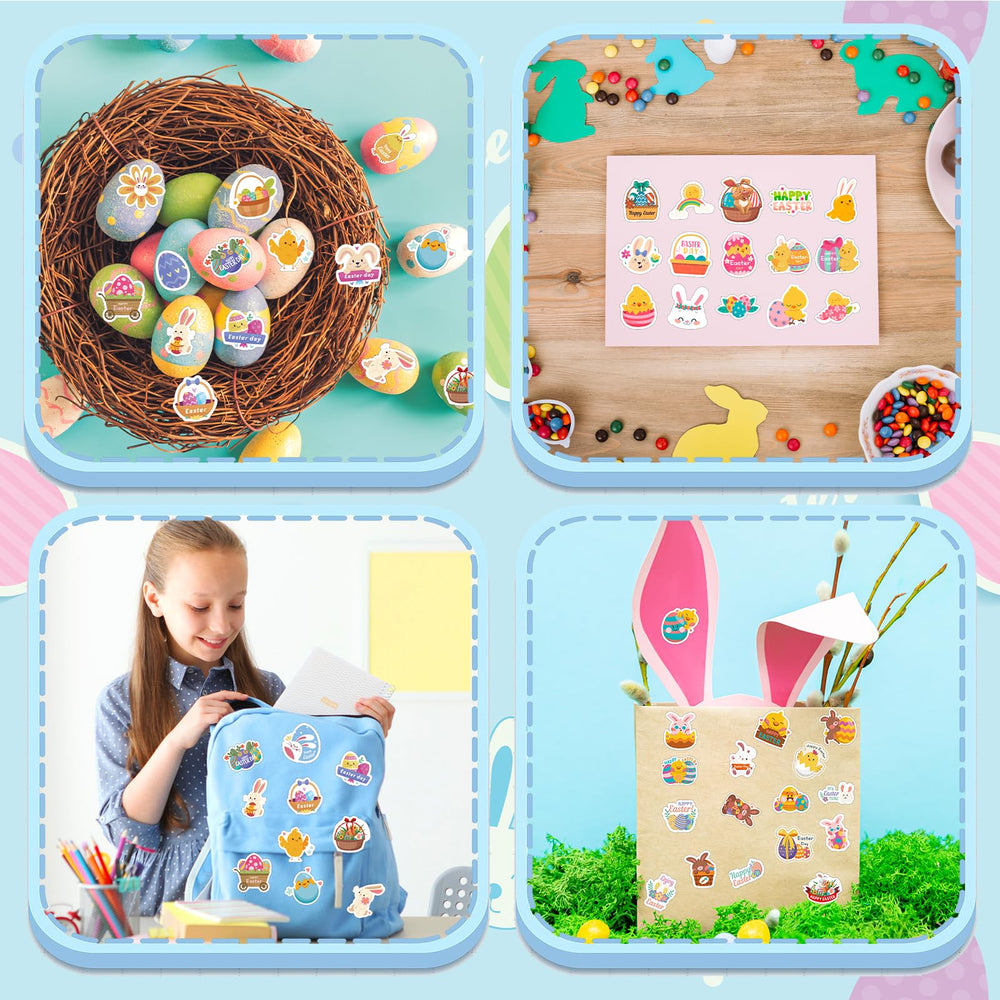 LOKFAR Easter stickers waterproof and durable for reuse on notebooks and gifts.