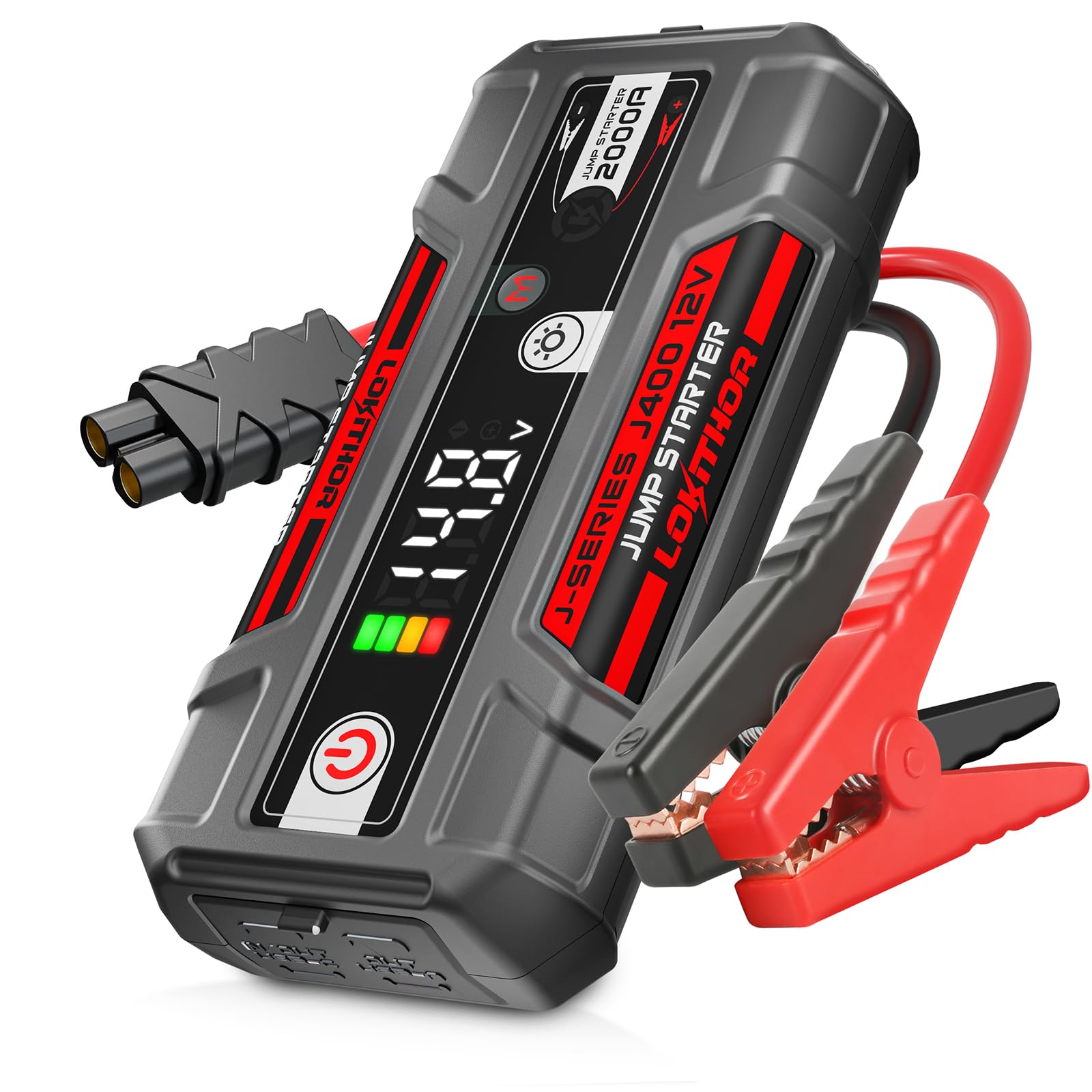 LOKITHOR J400 power bank and LED flashlight for emergencies.
