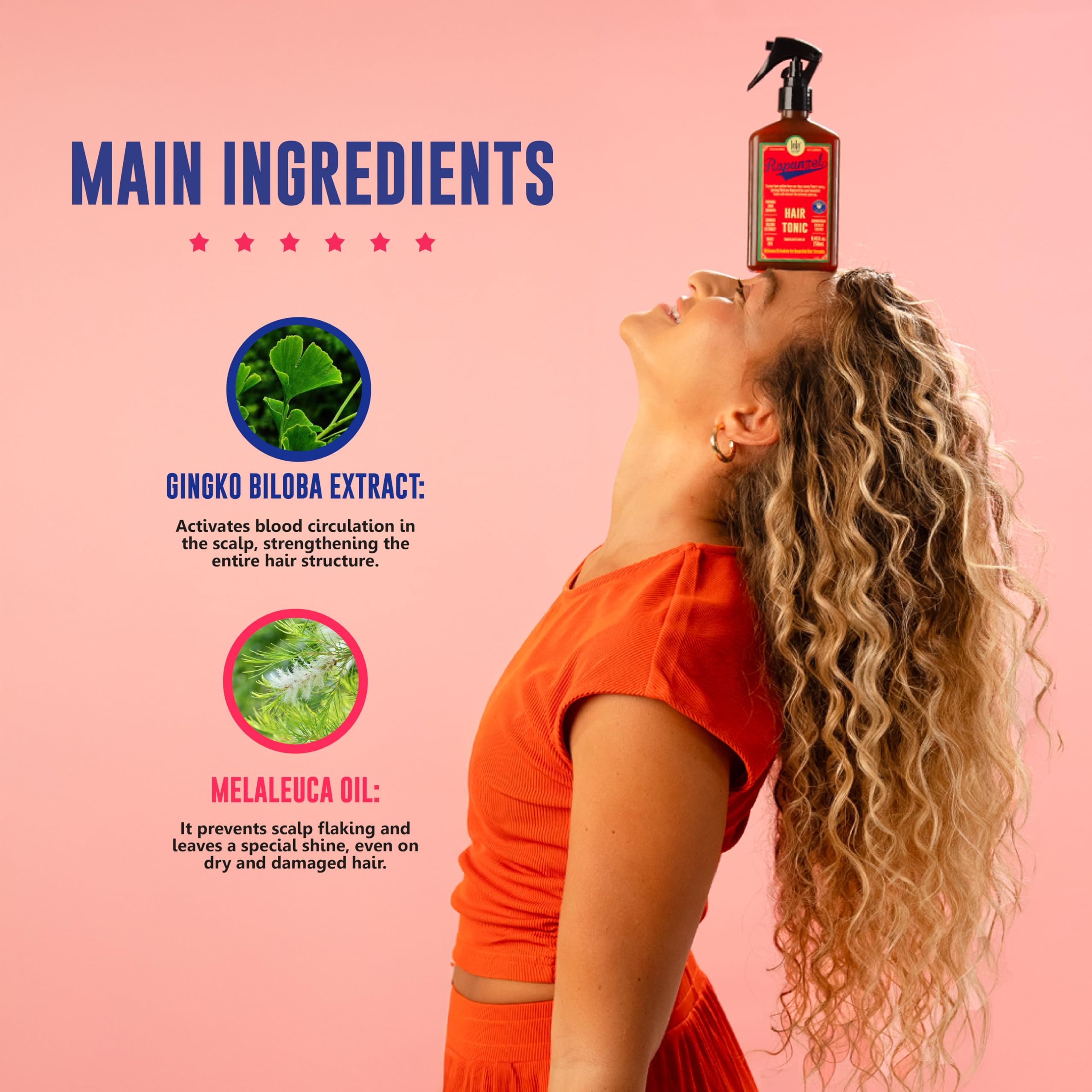 Lola From Rio Rapunzel Toner label featuring key ingredients for nourished roots
