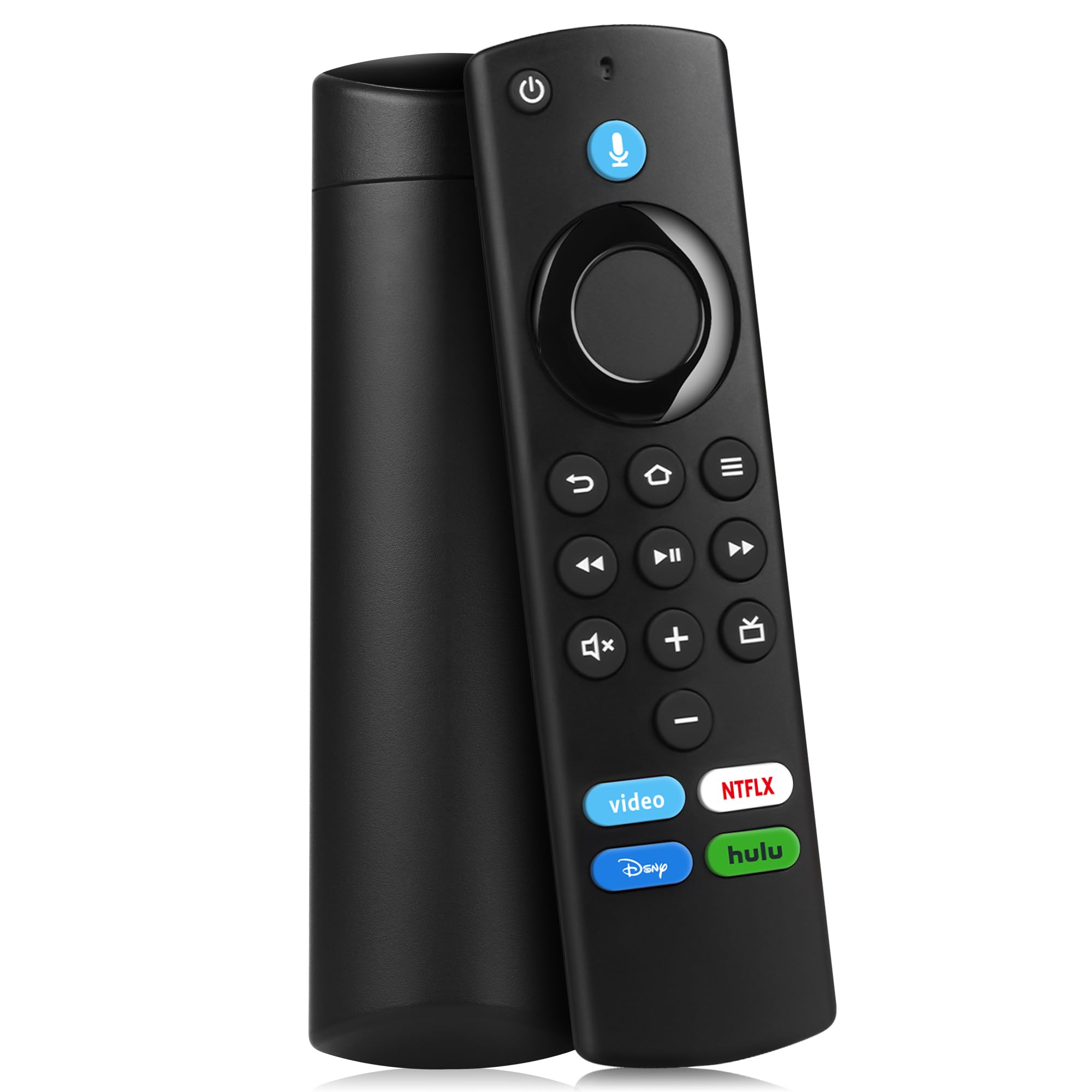 LoLaSta replacement Firestick remote front view for easy navigation on Fire TV devices.