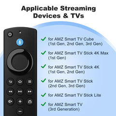 LoLaSta replacement Firestick remote side view with ergonomic grip.