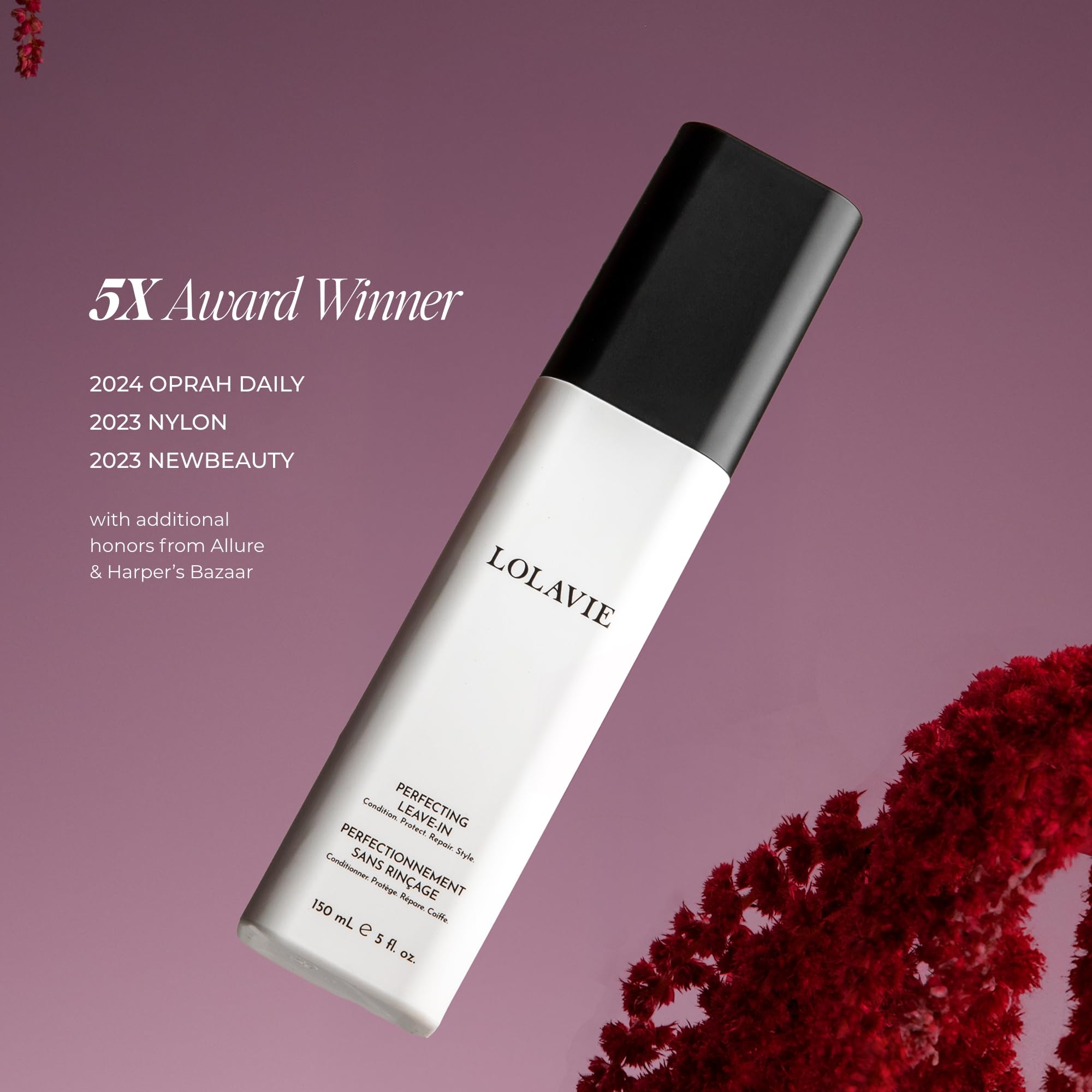 Lolavie Perfecting Leave-In texture close-up, creamy, even application.