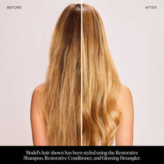 LolaVie Restorative Conditioner rinse close-up emphasizing detangling and resilience.