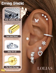 LOLIAS 14K gold plated earrings shine with waterproof, non-tarnish finish.