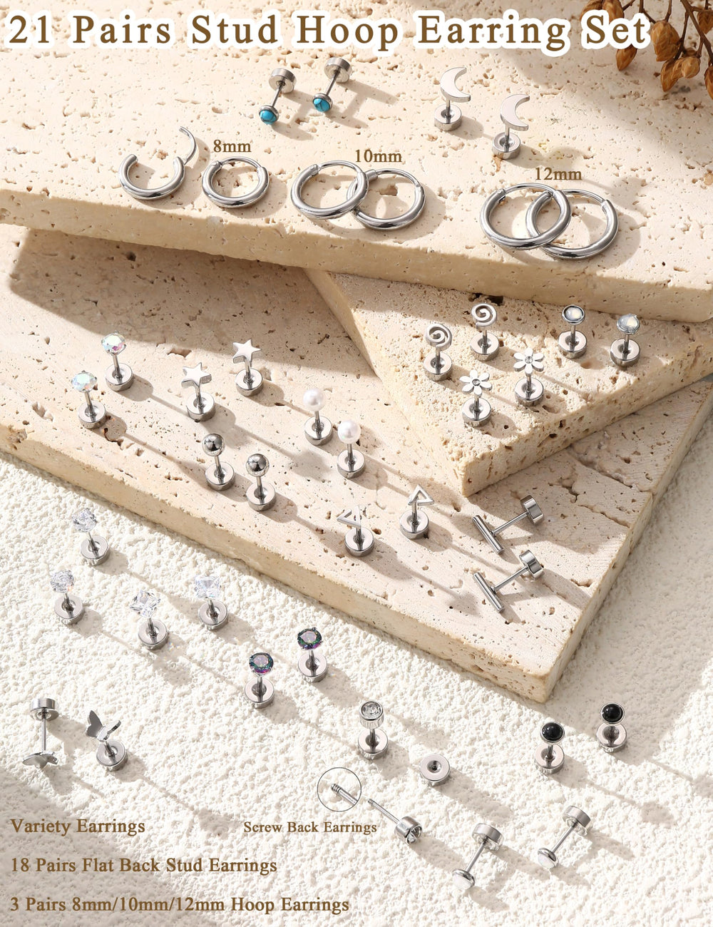 LOLIAS 20G 6mm posts designed for comfortable everyday wear.